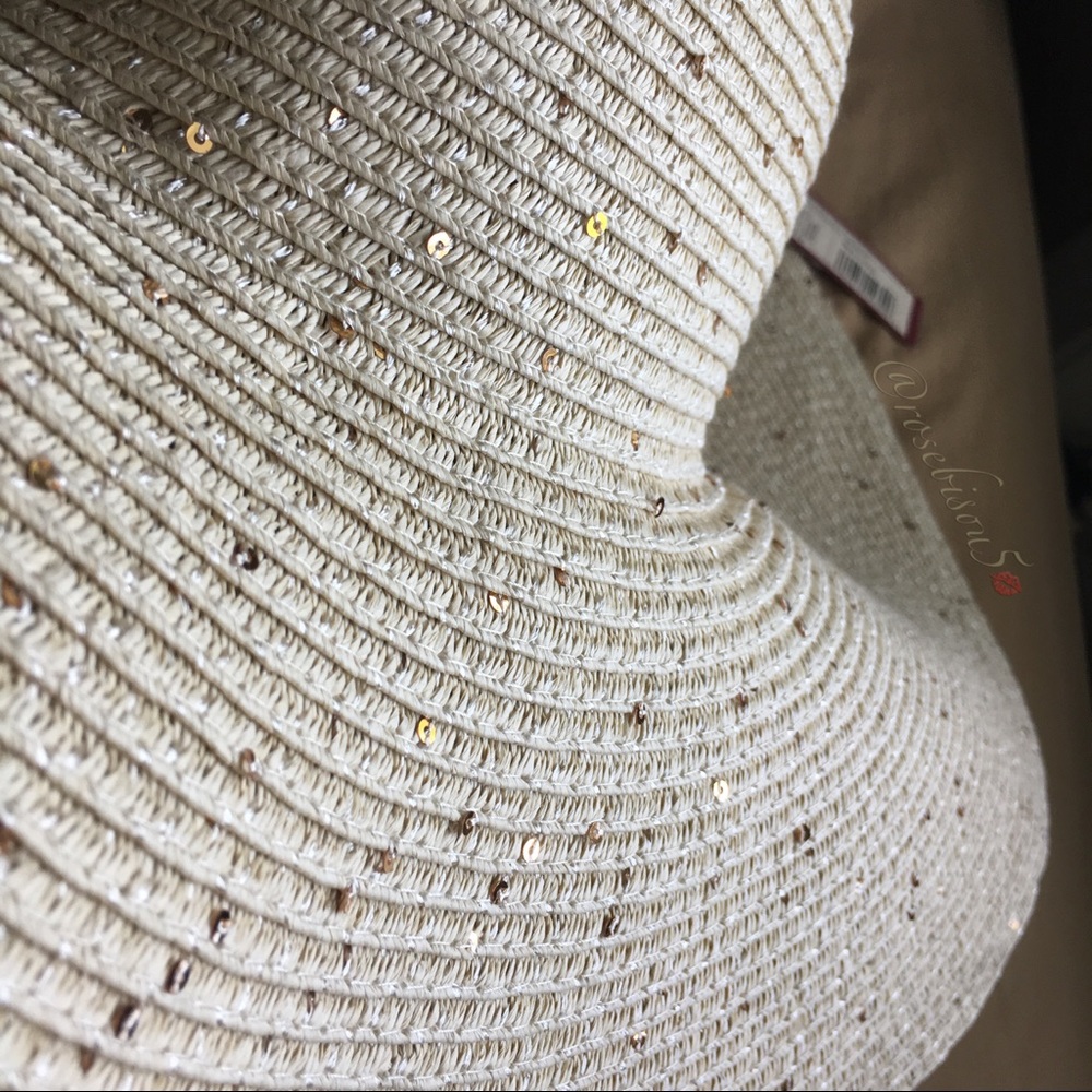 HP✌🏼Wide Brim Floppy Hat Rose Gold Sequins - Picture 5 of 7